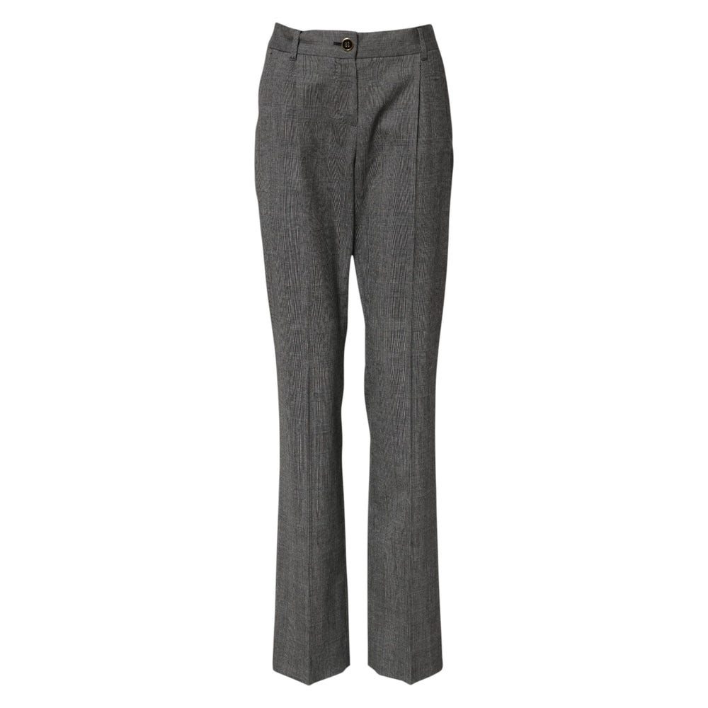 Dolce & Gabbana Gray Checkered High Waist Flared Pants