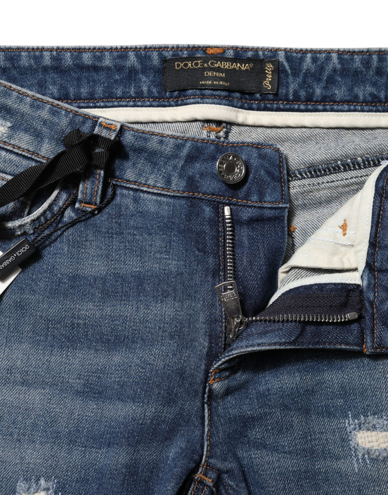 Dolce & Gabbana Blue Play Card Embroidery Skinny Denim Jeans