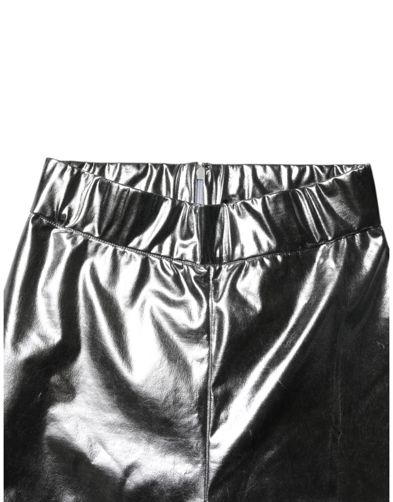 Dolce & Gabbana Metallic Silver Polyester Slim Fit Leggings Pants