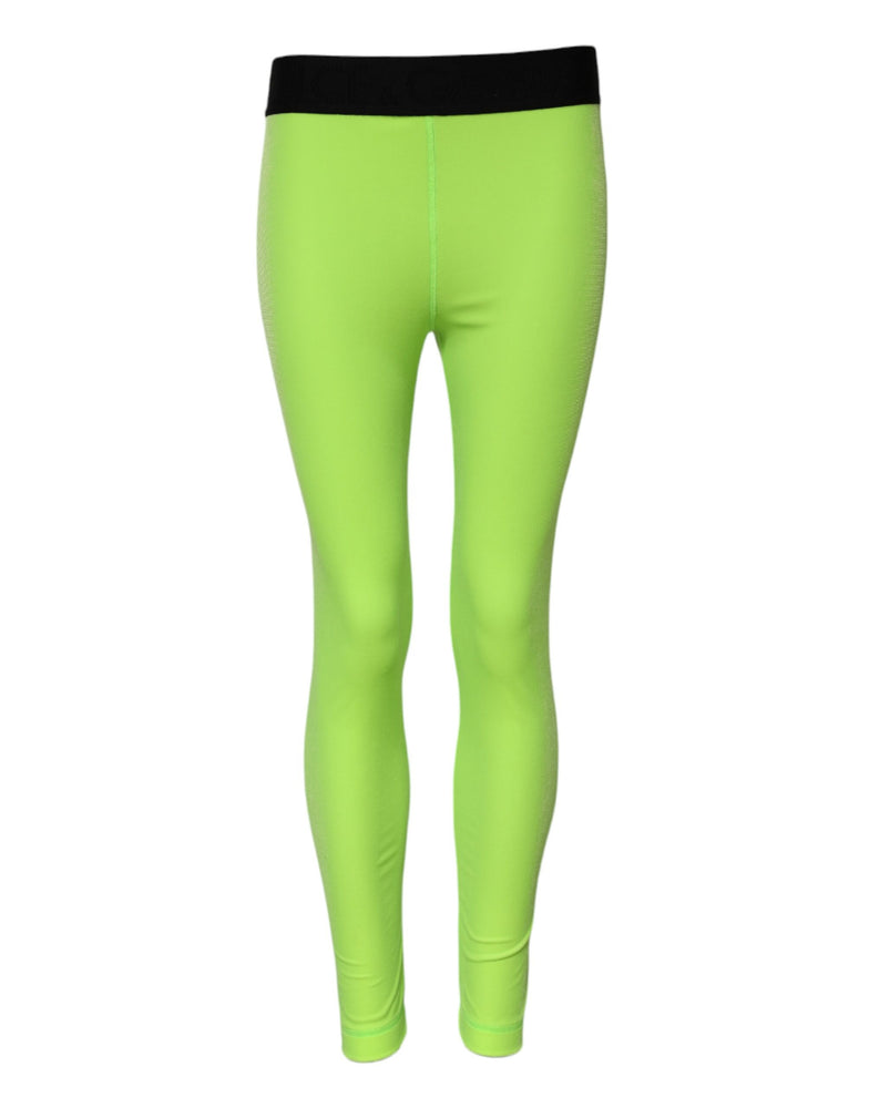 Dolce & Gabbana Green Nylon Slim Fit Leggings Pants