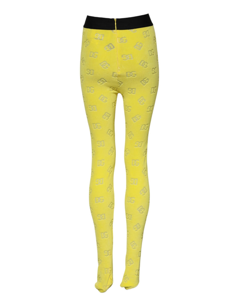 Dolce & Gabbana Yellow Logo Slim Fit Leggings Pants