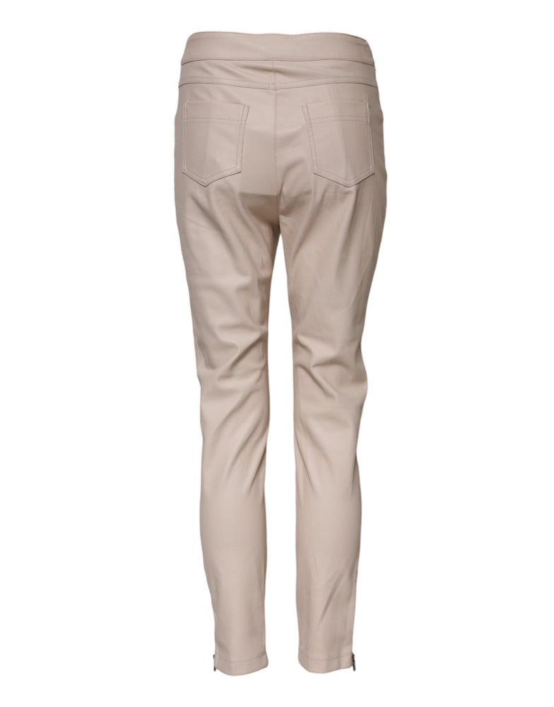 Elisabetta Franchi Beige High Waist Tapered Pants