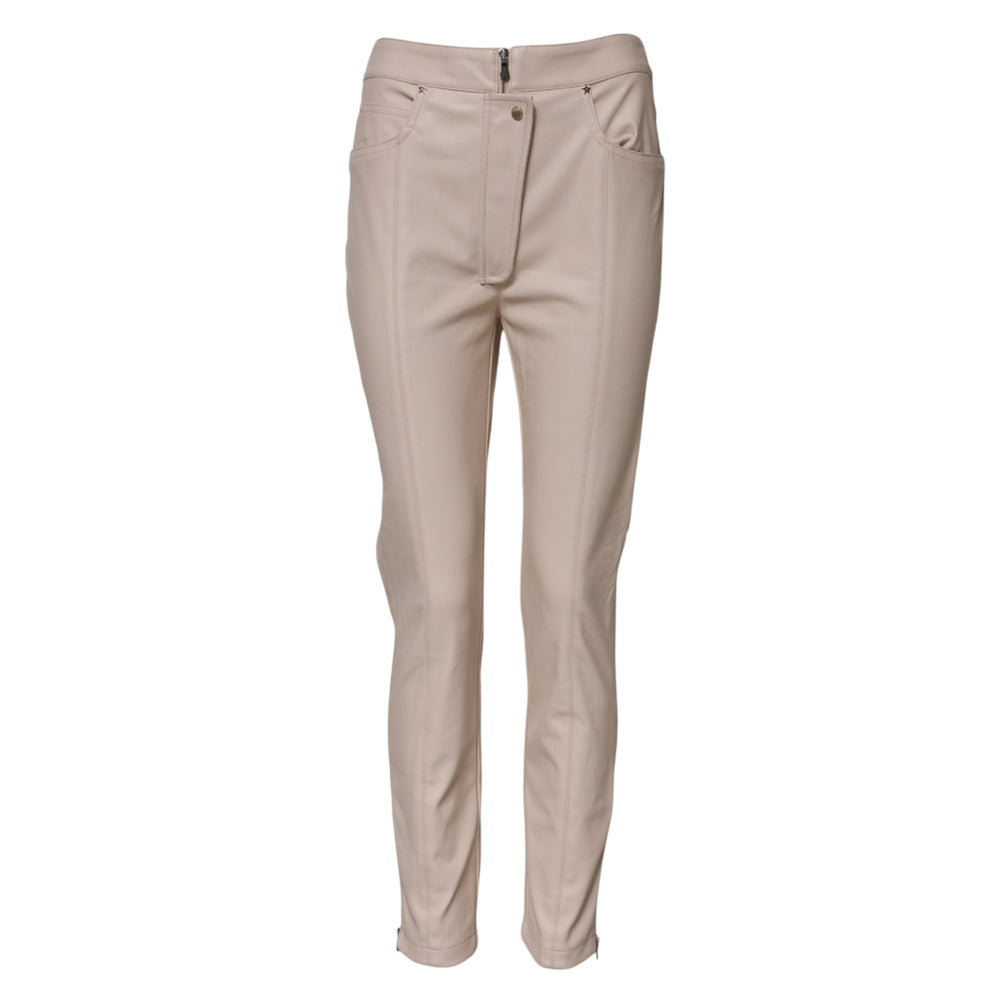 Elisabetta Franchi Beige High Waist Tapered Pants