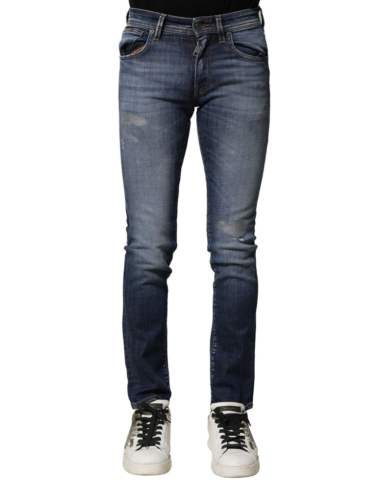 Dolce & Gabbana Blue Washed Cotton Slim Fit Men Denim Jeans