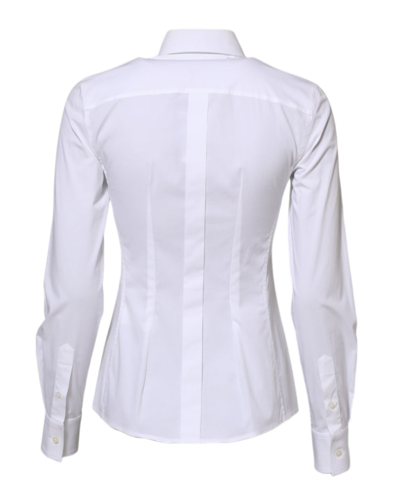 Dolce & Gabbana White Cotton Long Sleeves Collared Shirt Top