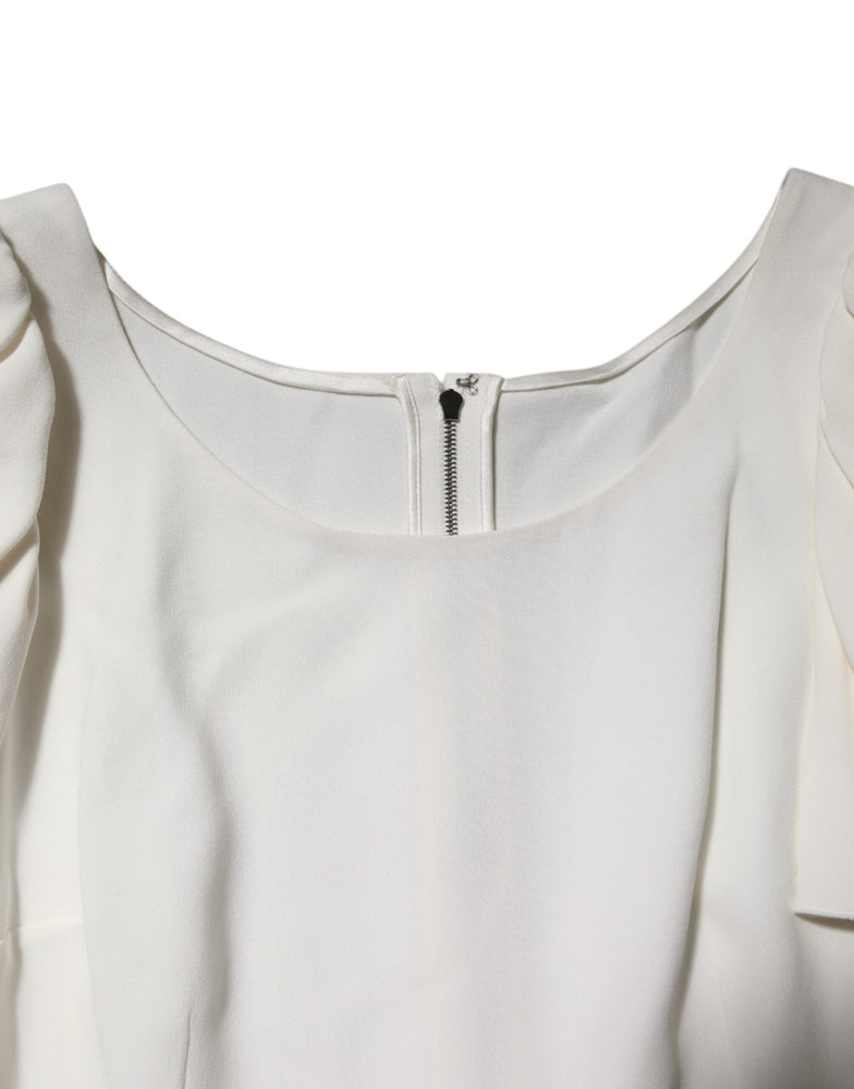 Dolce & Gabbana White Round Neck Short Sleeves Blouse Top