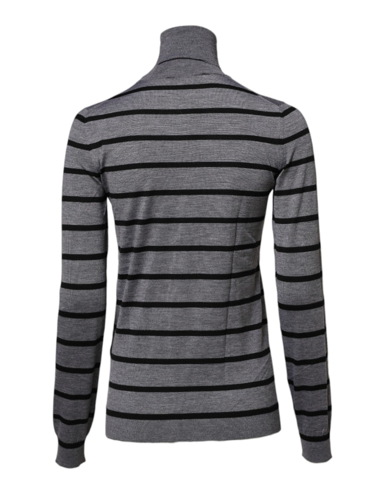 Dolce & Gabbana Gray Floral Embroidery Pullover Sweater