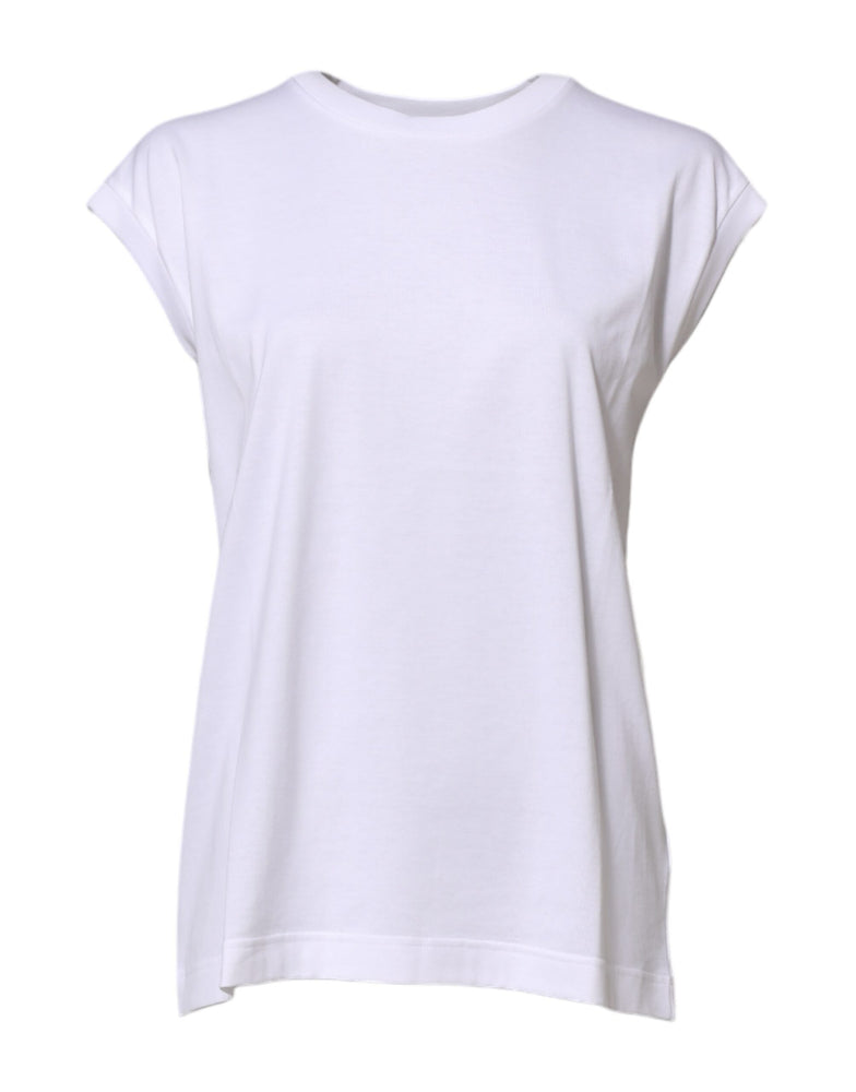 Dolce & Gabbana White Cotton Sleeveless Women Tank T-shirt
