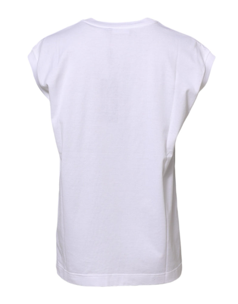 Dolce & Gabbana White Cotton Sleeveless Women Tank T-shirt