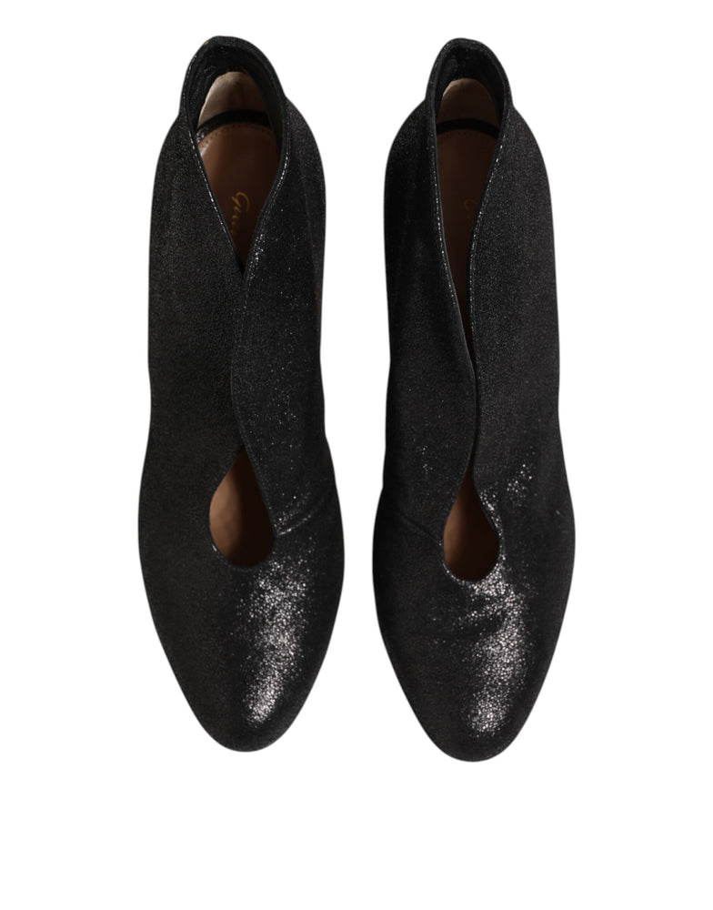 Gianvito Rossi Metallic Black Pump Stiletto Heels Shoes