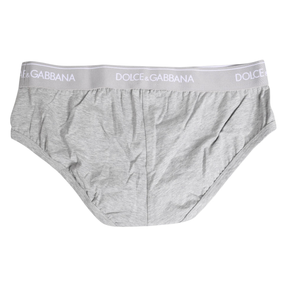 Dolce & Gabbana Gray Cotton Stretch Regular Brief Underwear