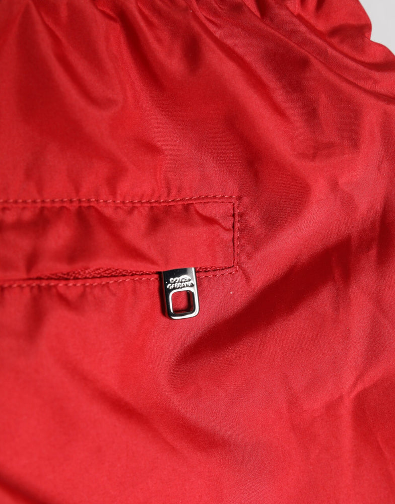 Dolce & Gabbana Red Drawstring Beachwear Men Shorts Swimwear