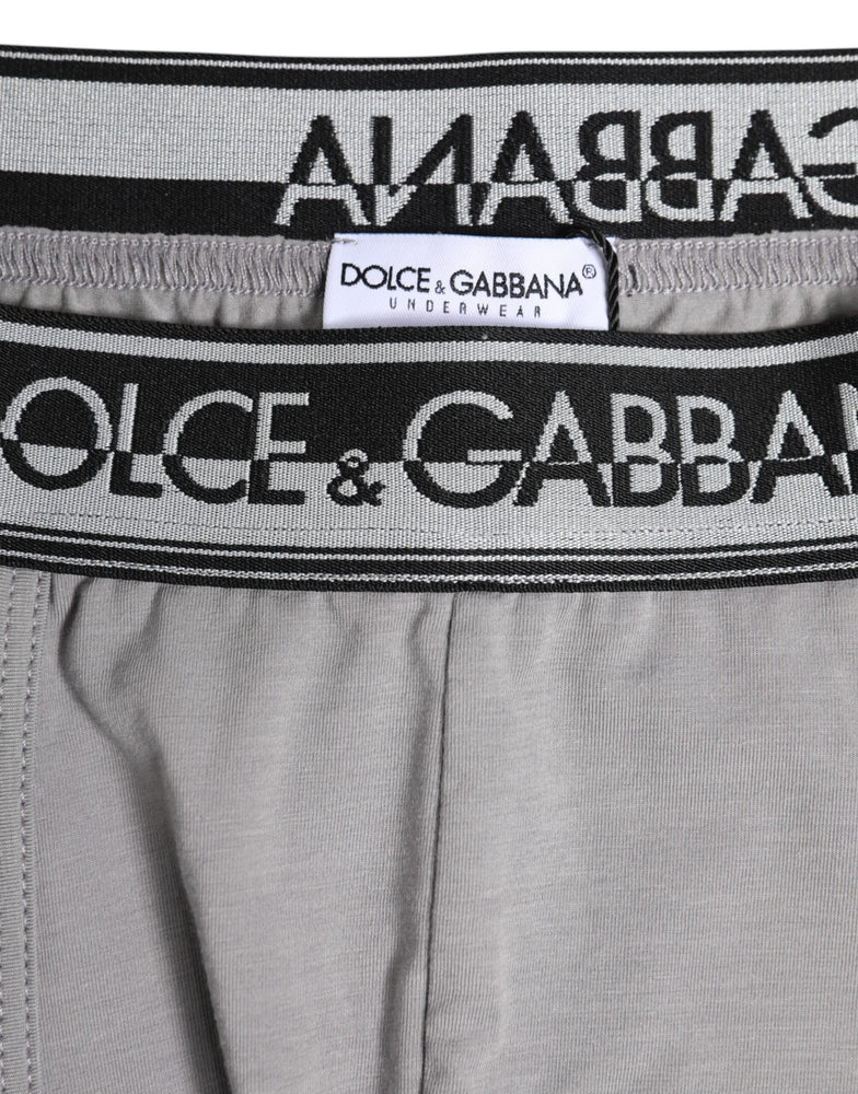 Dolce & Gabbana Gray Cotton Stretch Regular Boxer Underwear