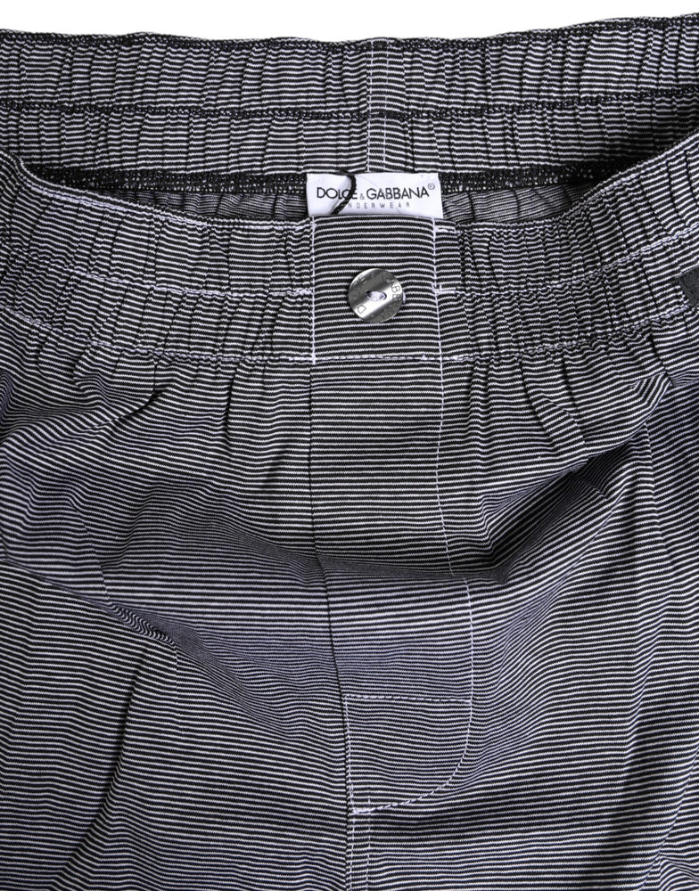 Dolce & Gabbana Gray Striped Cotton Regular Boxer Underwear
