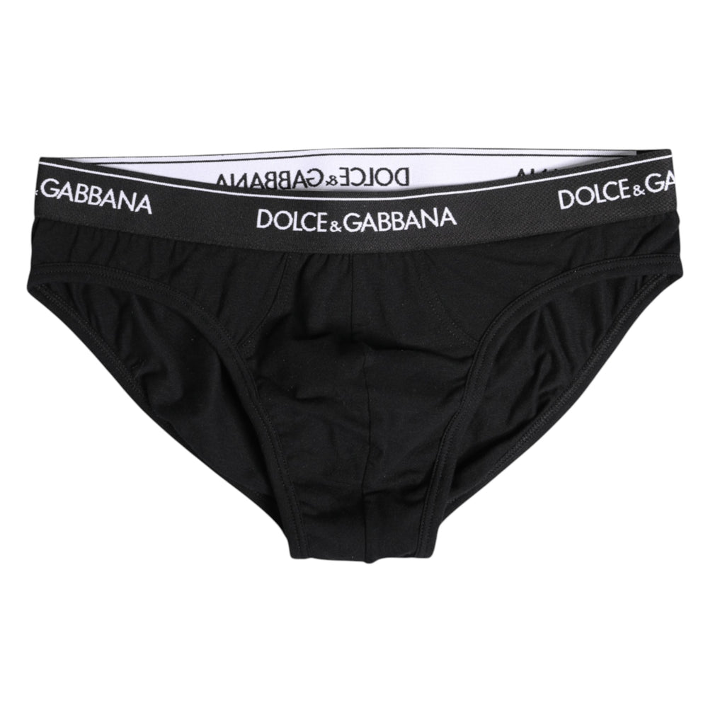 Dolce & Gabbana Black Cotton Stretch Regular Brief Underwear