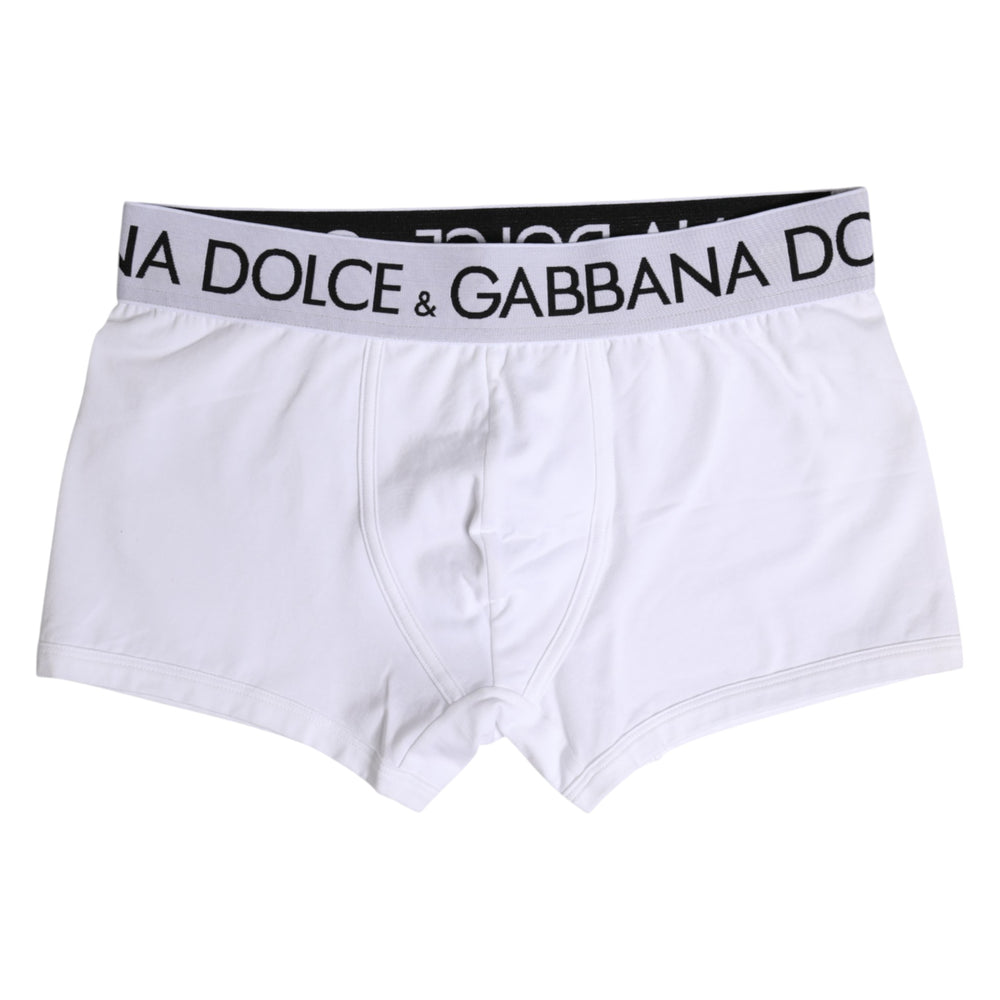 Dolce & Gabbana White Cotton Stretch Regular Boxer Underwear