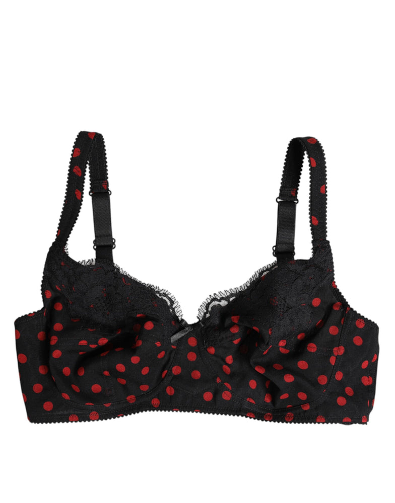 Dolce & Gabbana Black Red Polka Dot Underwired Balconette Underwear