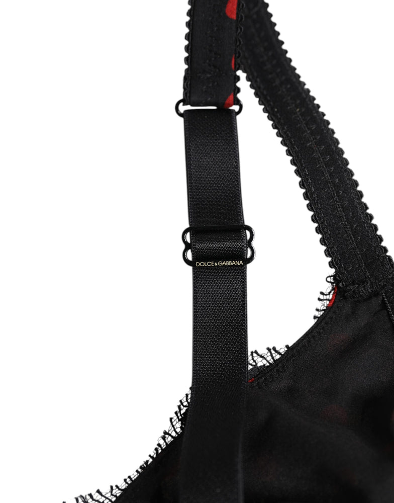 Dolce & Gabbana Black Red Polka Dot Underwired Balconette Underwear