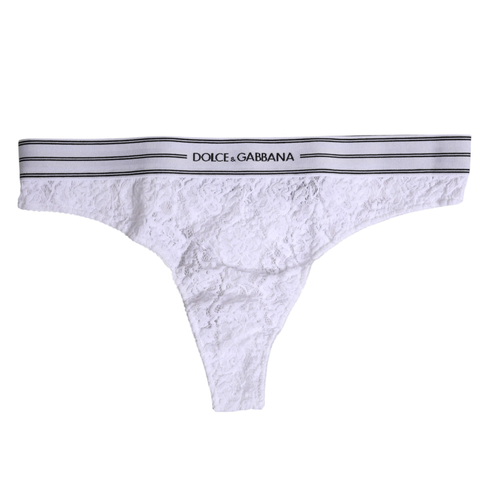 Dolce & Gabbana White Nylon Floral Lace Bottom Panty Underwear