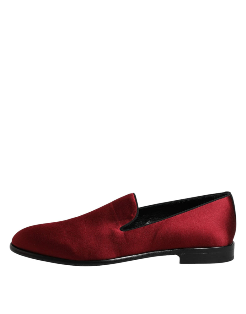 Dolce & Gabbana Red Velvet Slip On Loafers Formal Shoes