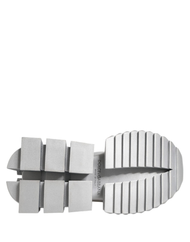 Dolce & Gabbana Silver Leather Super Queen Sneakers Shoes