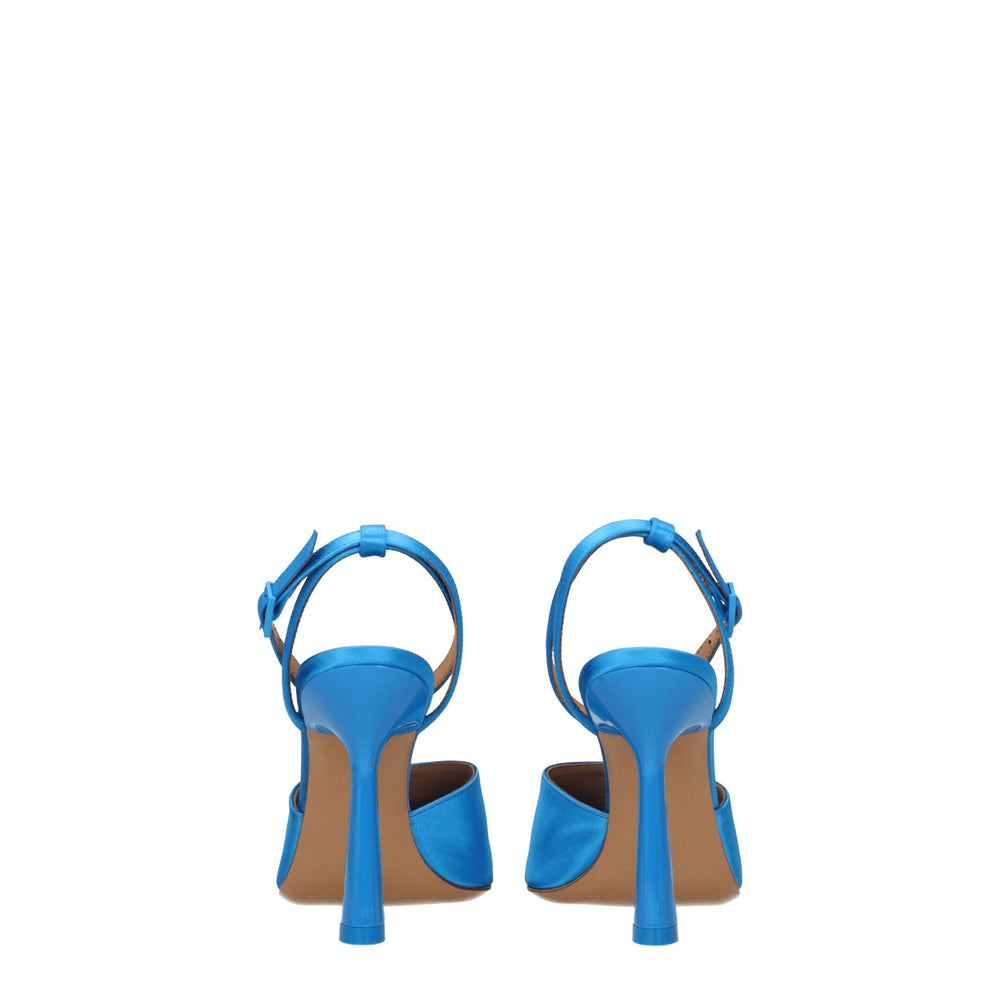 Off-White Blue Satin Stiletto Heel Sandals