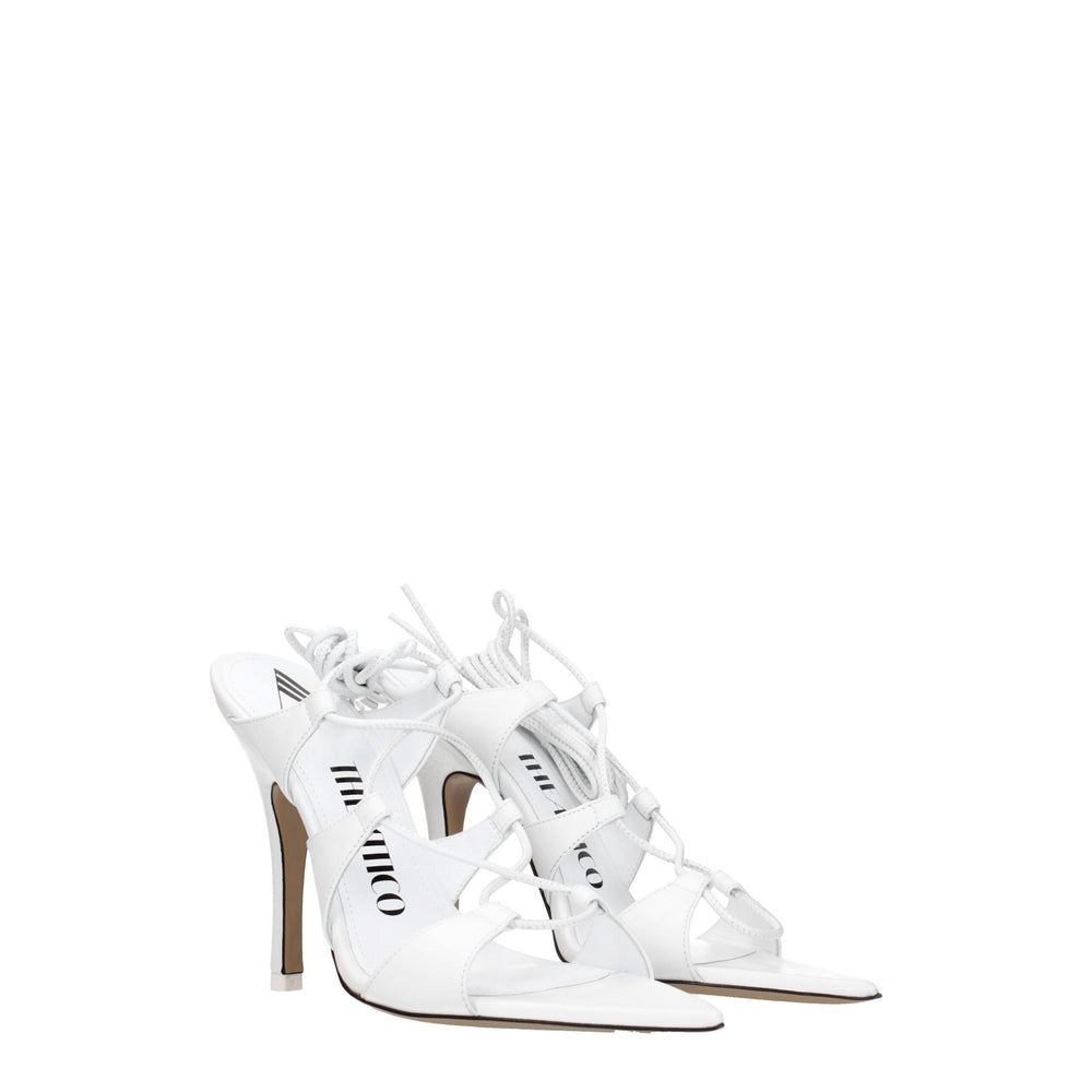The Attico White Leather Stiletto Heel Sandals