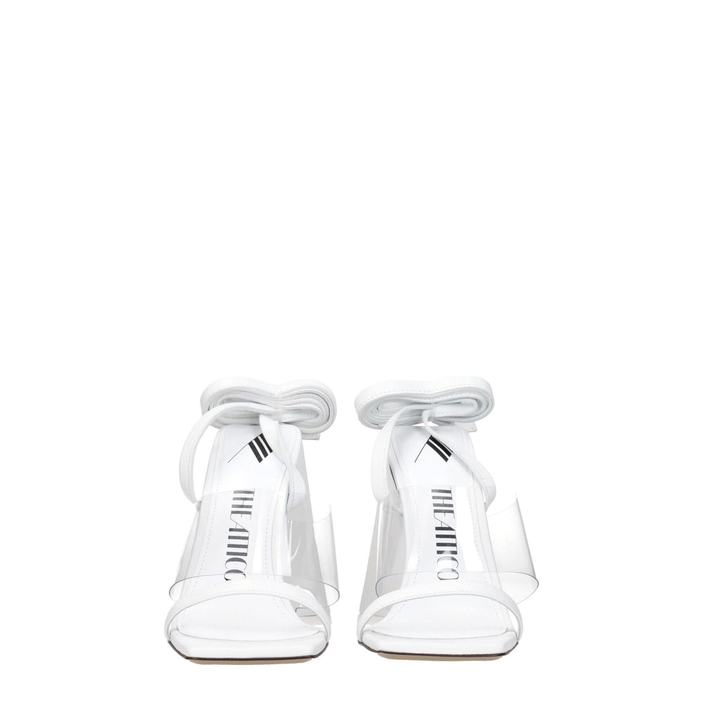 The Attico White Leather Stiletto Heel Sandals