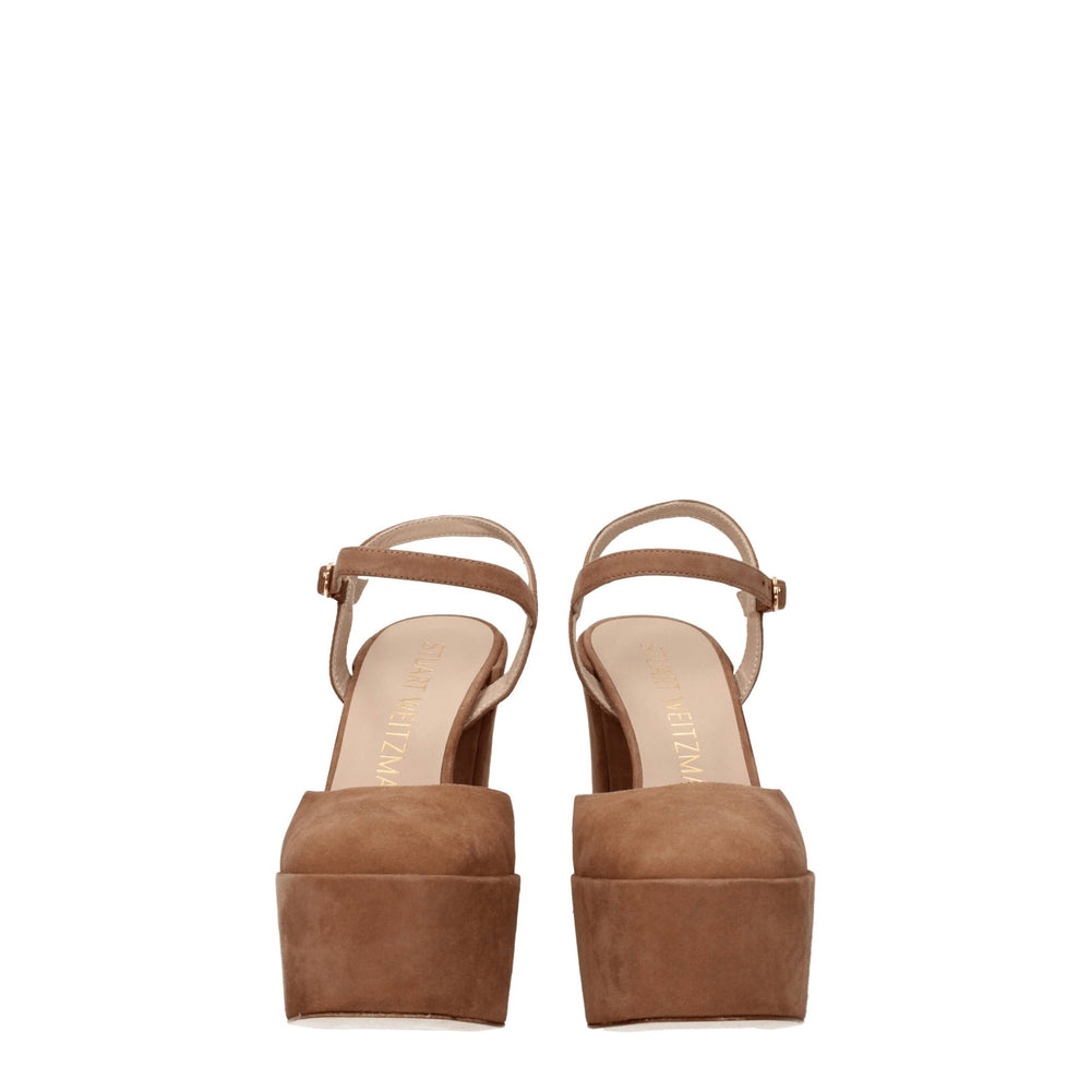 Stuart Weitzman Beige Leather Platform Sandals