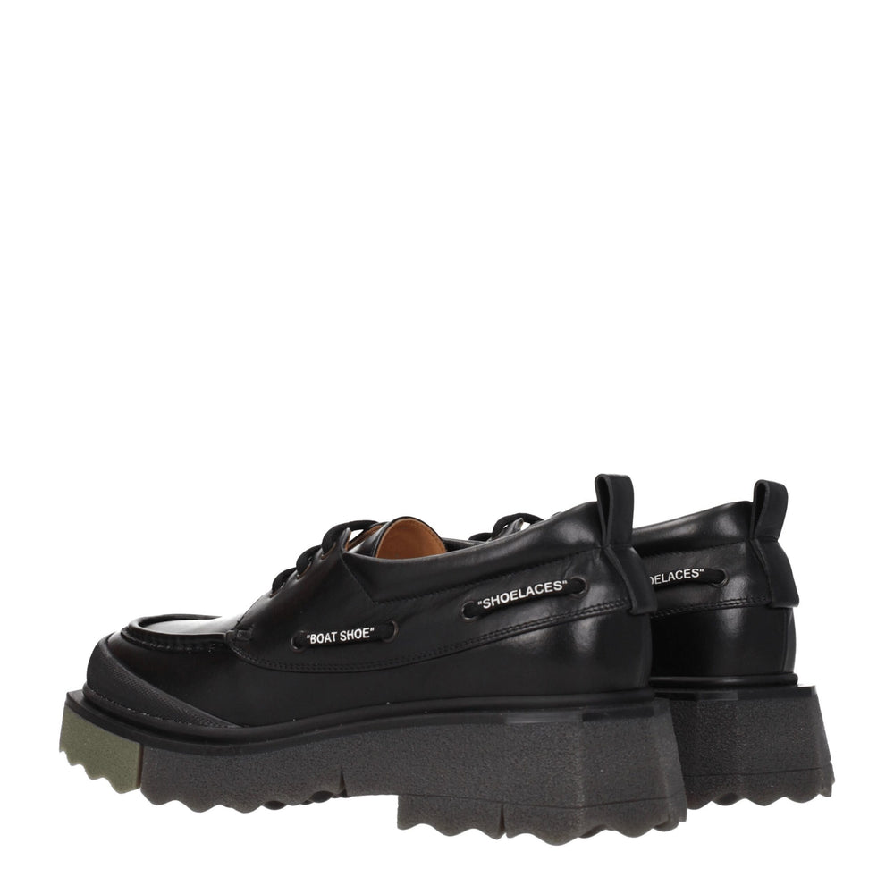 Off-White Black Leather Slip-On Loafers