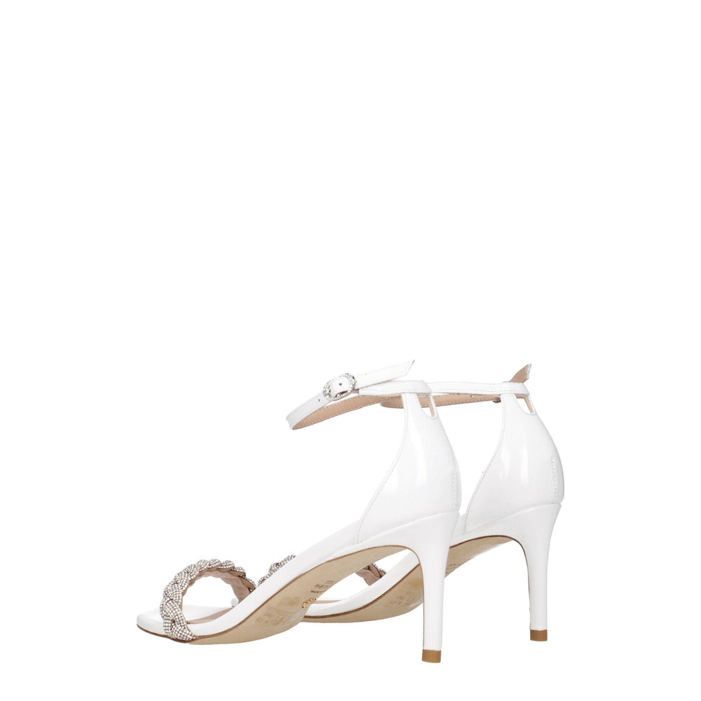 Stuart Weitzman White Leather Stiletto Heel Sandals