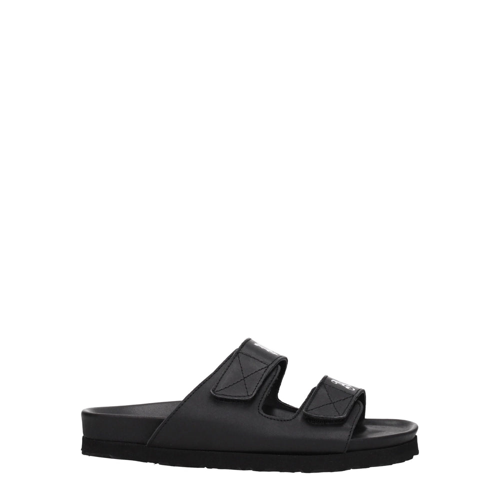 Palm Angels Black Leather Sandals