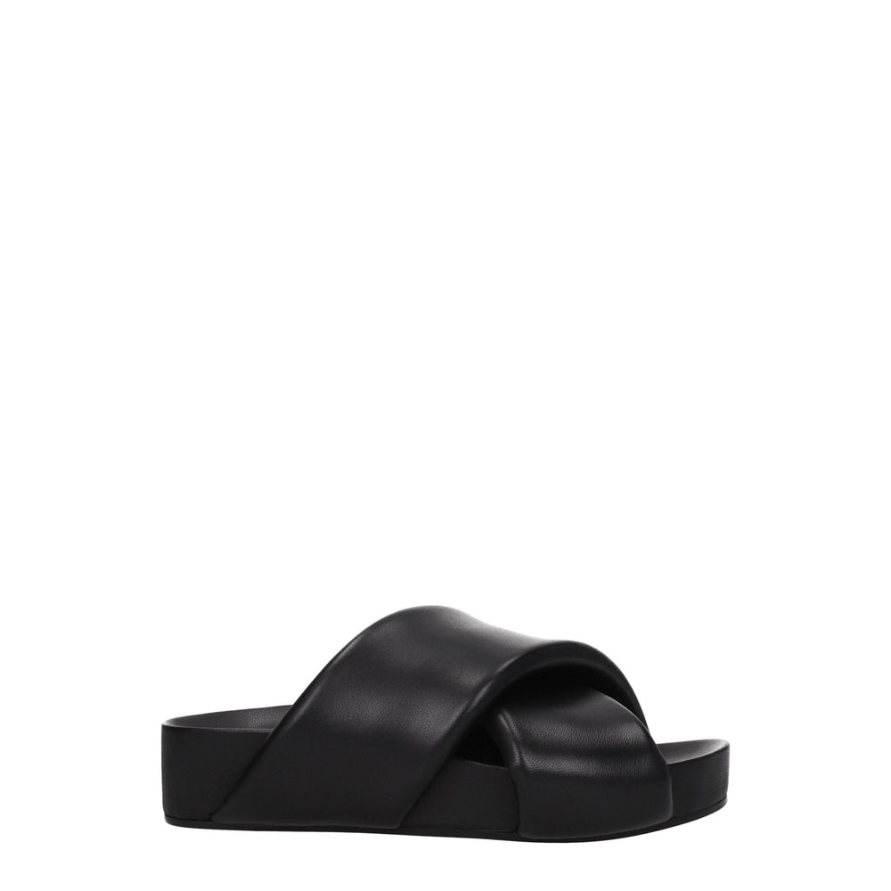 Jil Sander Black Leather Slippers
