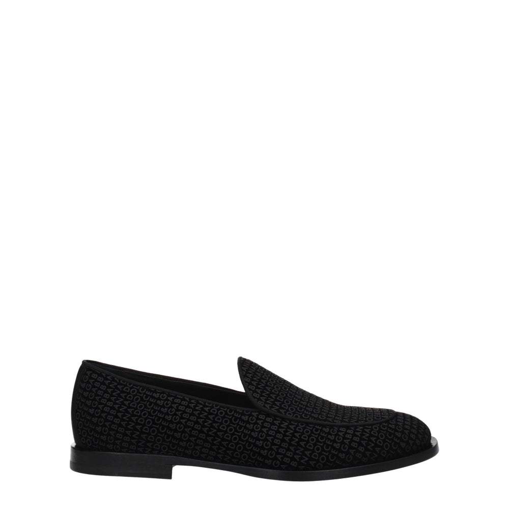 Dolce & Gabbana Black Velvet Slip-On Loafers