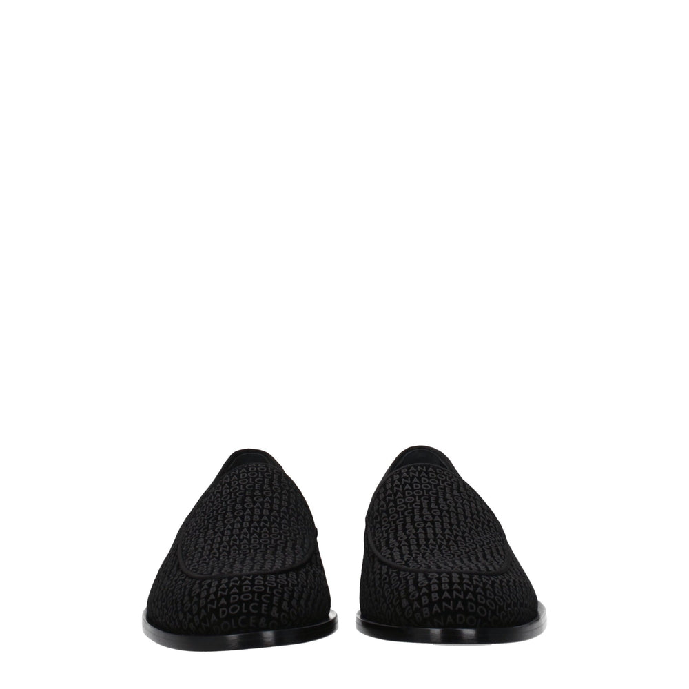 Dolce & Gabbana Black Velvet Slip-On Loafers