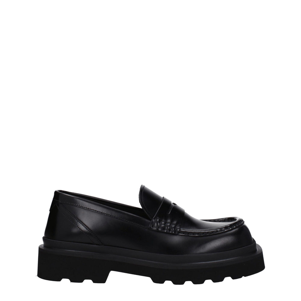 Dolce & Gabbana Black Leather Slip-On Loafers