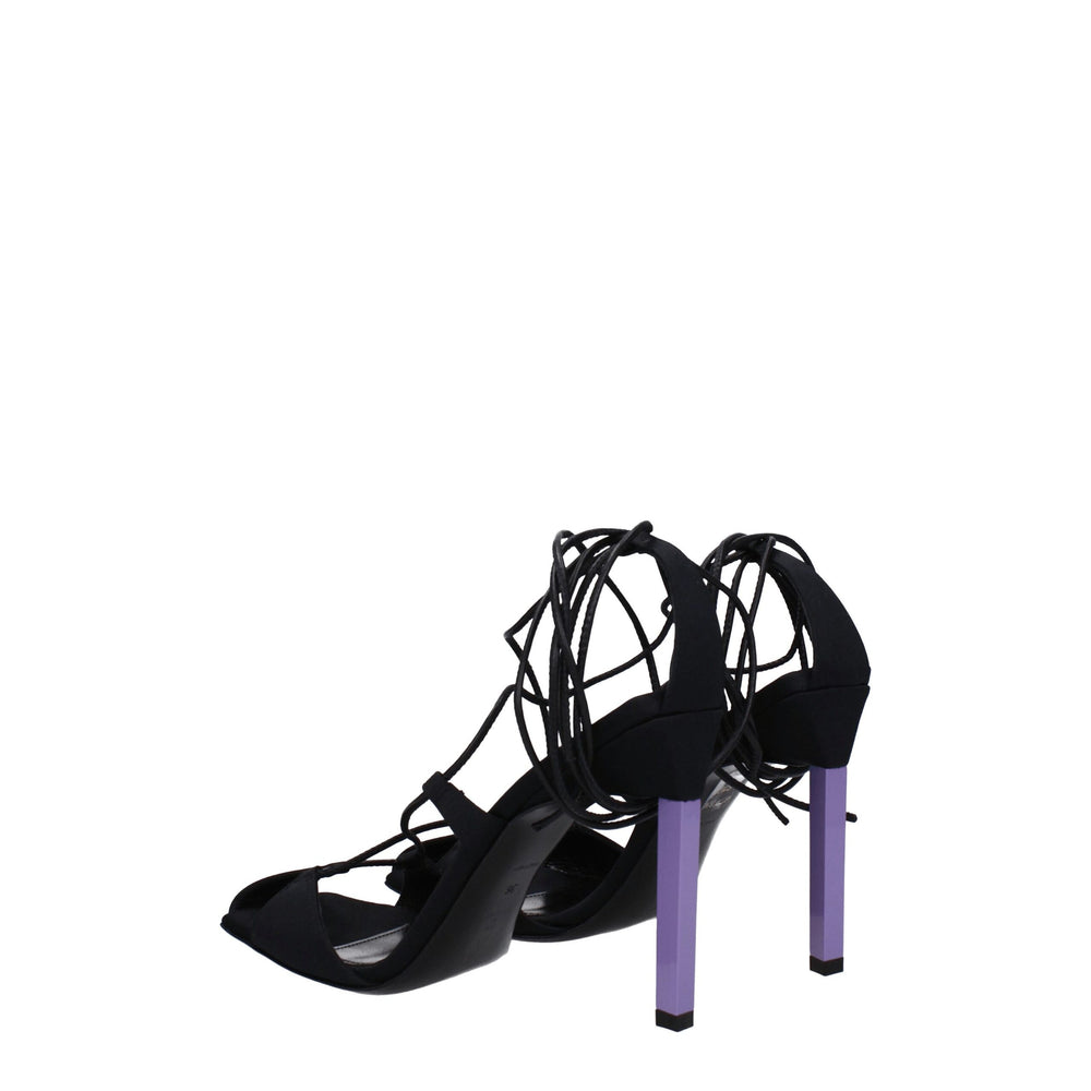 The Attico Black Fabric Stiletto Heel Sandals
