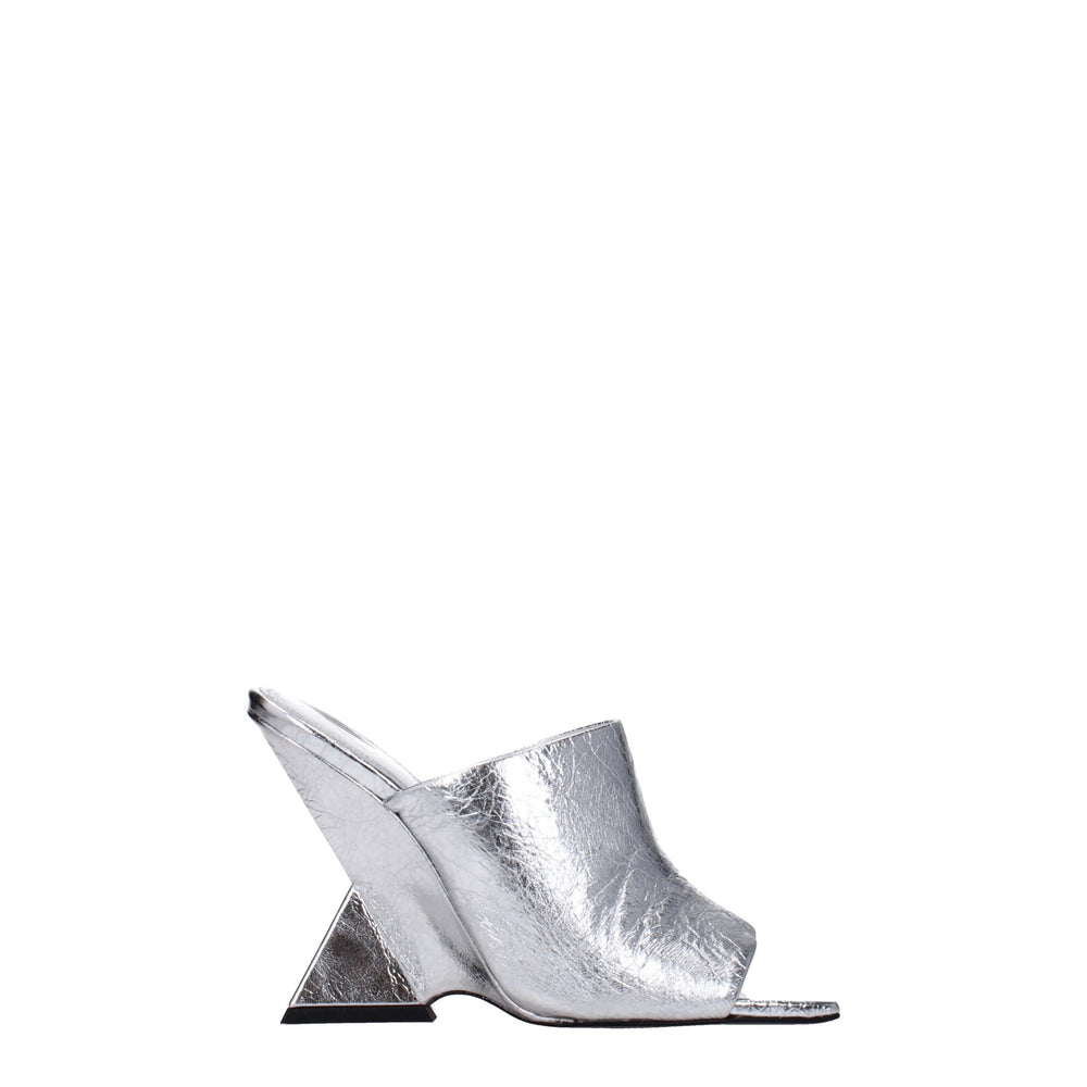 The Attico Gray Leather Platform Sandals