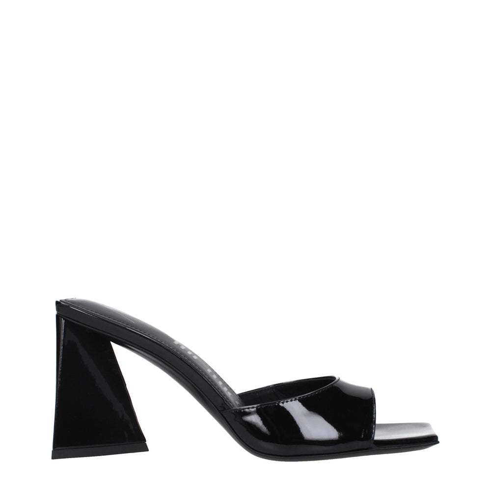 The Attico Black Leather Stiletto Heel Sandals