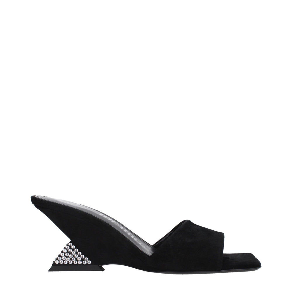 The Attico Black Leather Platform Sandals