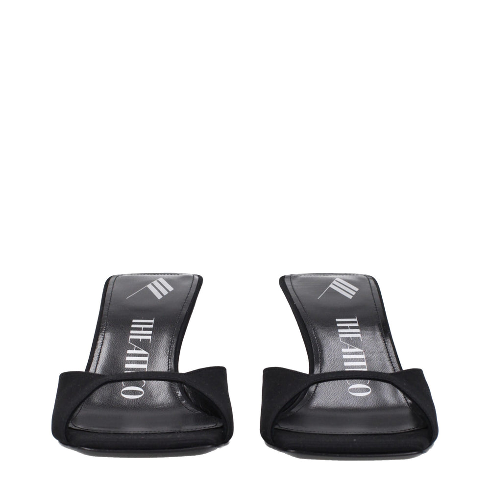 The Attico Black Satin Stiletto Heel Sandals