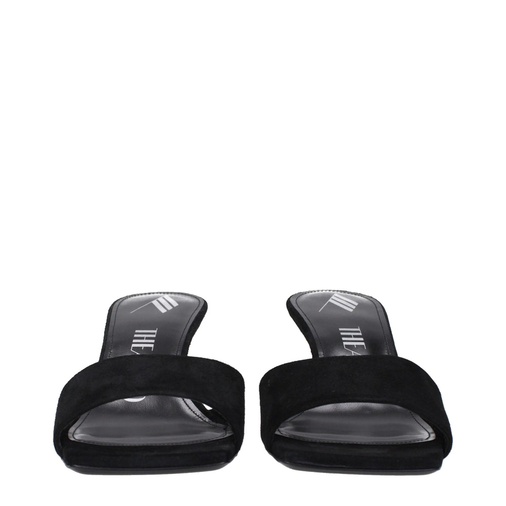 The Attico Black Leather Platform Sandals