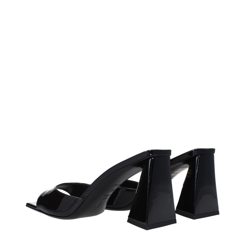 The Attico Black Leather Stiletto Heel Sandals