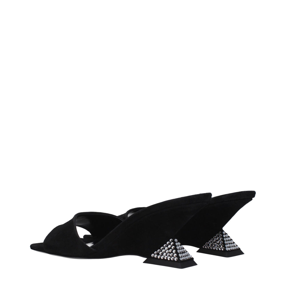 The Attico Black Leather Platform Sandals