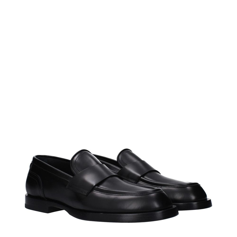 Dolce & Gabbana Black Leather Slip-On Loafers