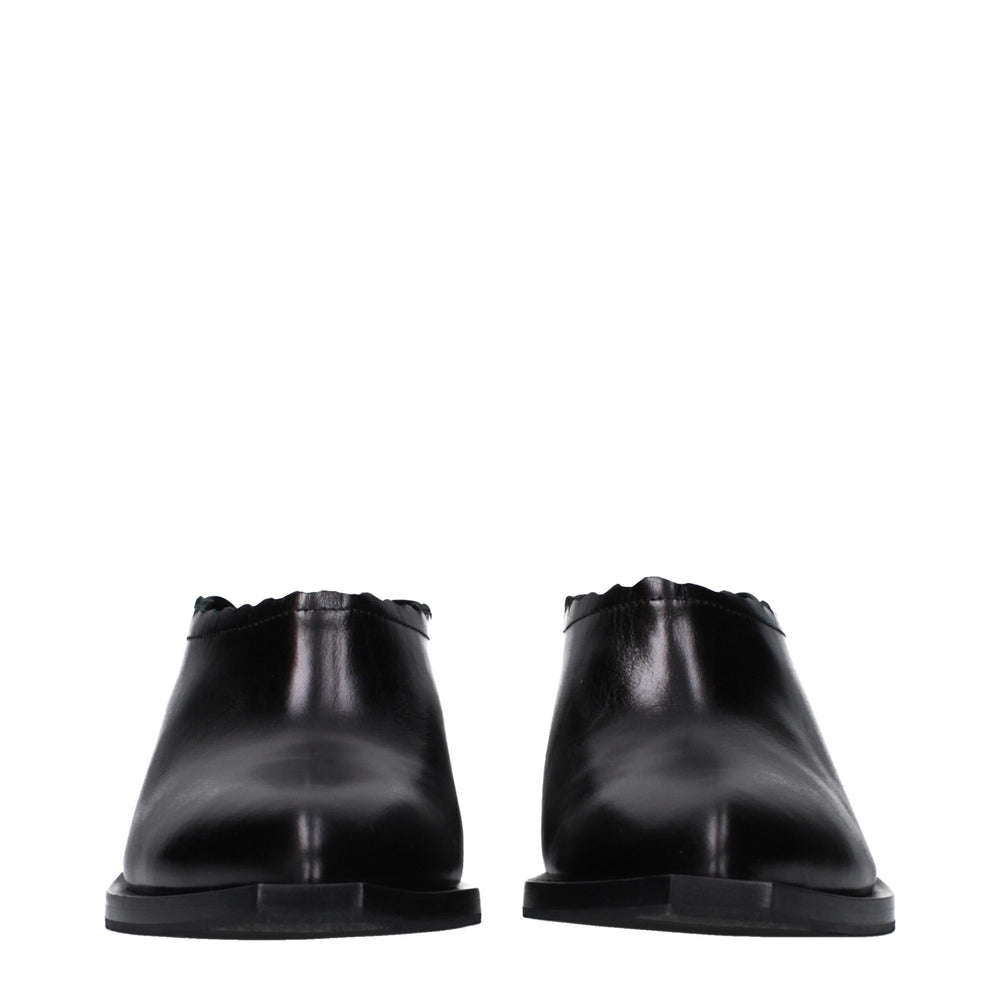 Moschino Black Leather Mules