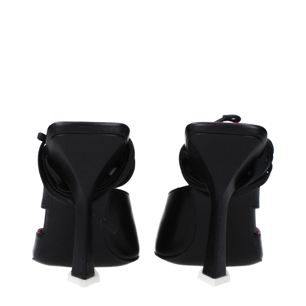The Attico Black Leather Stiletto Heel Sandals