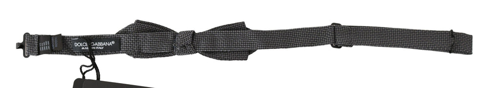 Dolce & Gabbana Gray Patterned Silk Adjustable Neck Bow Tie Papillon