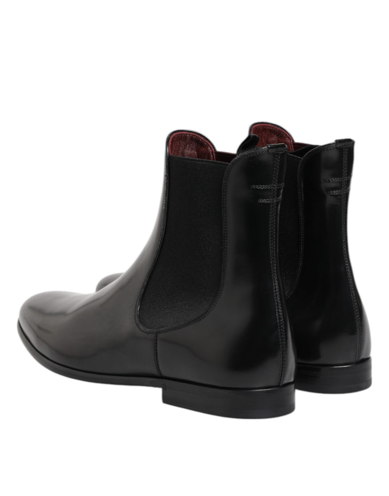 Dolce & Gabbana Black Chelsea Slip On Mid Calf Boots Shoes