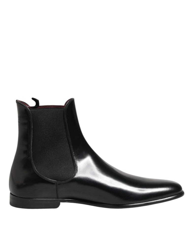 Dolce & Gabbana Black Chelsea Slip On Mid Calf Boots Shoes